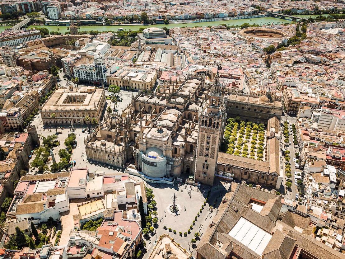 Aerial View of the Cathedral of Sevilla