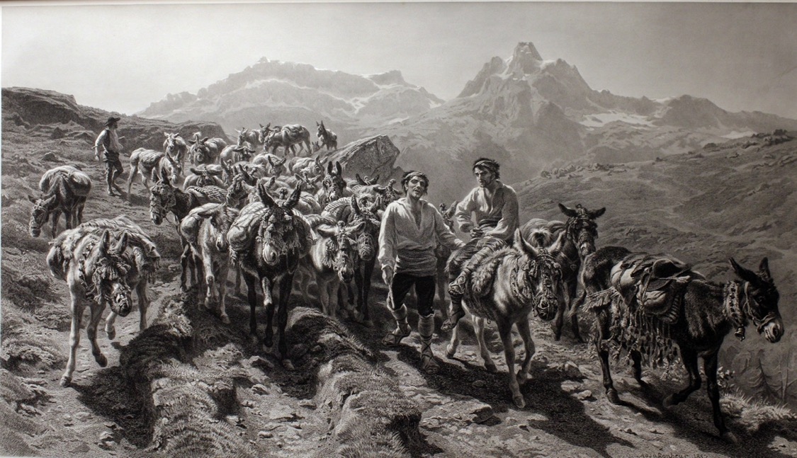 Spanish Muleteers Crossing The Pyranees by Charles G. Lewis